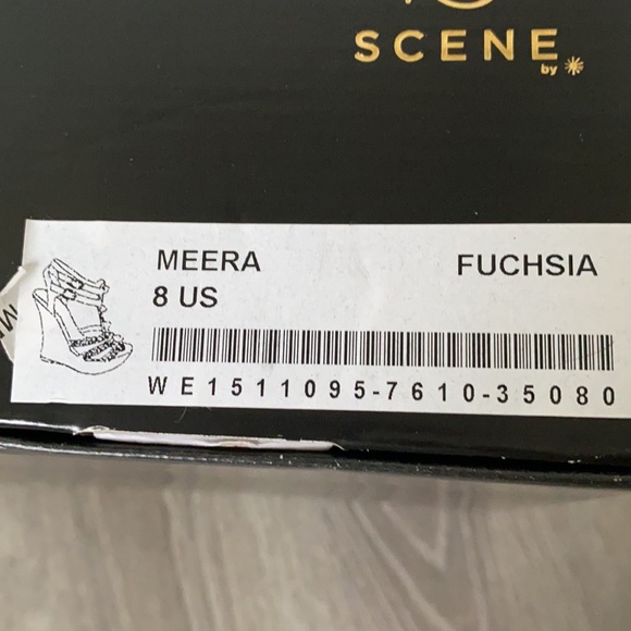 Fuchsia pink sparkle wedge sandals - Picture 6 of 6